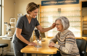 התאמת משקפיים במקום